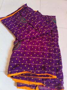 Vibrant Purple Bandhani Saree