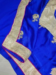 Beautiful Blue Saree With Blouse 💙