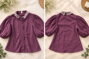Puff Sleeve Lace Collar crop top combo