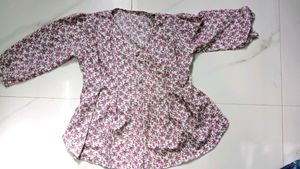 white colour printed peplum top