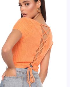 Orange knitted cropped top