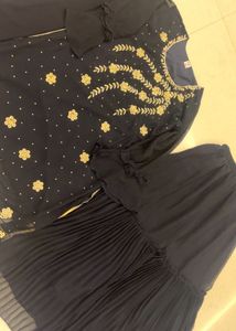 Elegant Navy Blue Kurta Set with  Embroidery