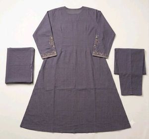 Elegant dusty lavender Kurta Set with Dupatta