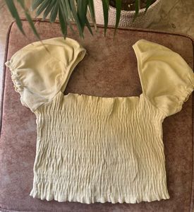 Smocked Off-Shoulder Puff Sleeve Top
