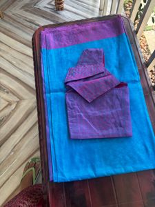 Blue &amp; Purple Saree with Blouse