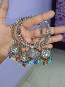 Oxidized Silver Jhumka Bangles
