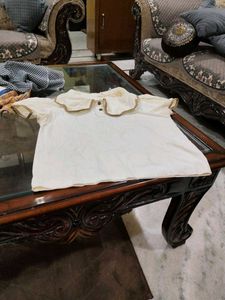 Cream Puff Sleeve Top with Contrast Trim