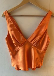 Satin V-Neck Ruched Tank Top