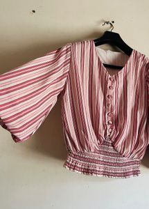 Striped Top with Button Detail