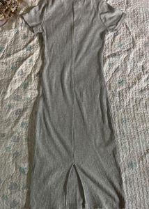 Grey Ribbed Midi Bodycon Dress