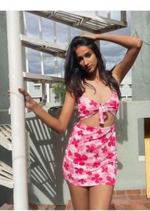 Cute Pink Floral Mini Dress