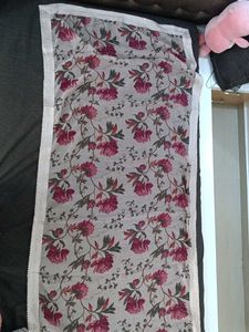 Floral Print Dupatta with Lace Border