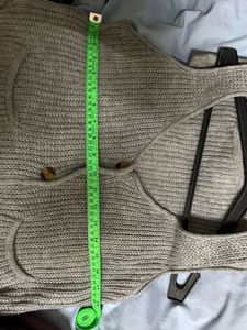 Gray Knit Vest with Pockets