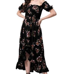 Floral Off-Shoulder Ruffle Maxi Dress