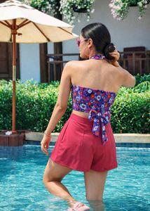 Purple Backless Crop Top