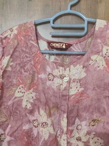 Pink Floral Print Kurta