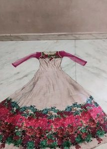 Elegant Floral Print Ethnic Gown