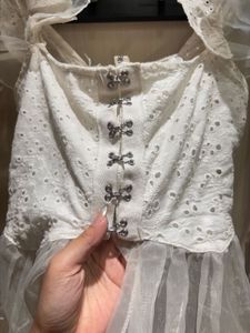 White Broderie Anglaise Peplum Top