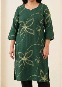Beautiful Dark Green Embroidered Kurta
