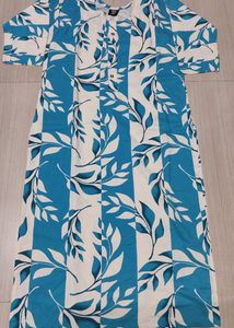 New Blue & White Leaf Print kurta