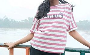 Striped Graphic Print T-shirt