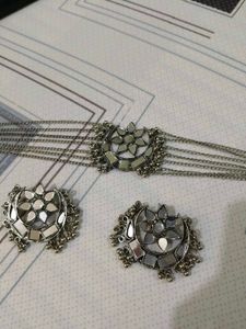 Mirror Work Necklace & Earrings Set