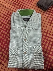 Green N White Checked Cargo Shirt