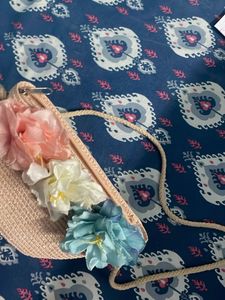 Cute Floral Straw Crossbody Bag