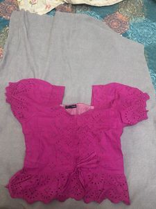 Vibrant Pink Embroidered Blouse