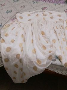 White &amp; Gold Polka Dot Dhoti Pants