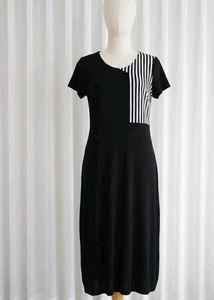Chic Black & White Striped Dress