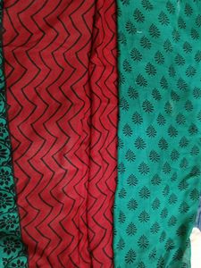 Green Red Soft Chiffon Saree, Blouse
