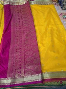 Vibrant Yellow Saree with Golden Border