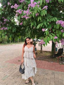 Chic Vintage style Polka Dot Ruffle Dress🤍