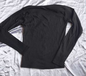 Classic Black Long Sleeve Square Neck Top
