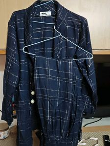 Navy Blue Checked western coat n pant  Set