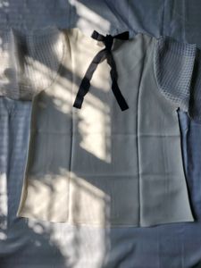 Korean White Puffy Sleeve Top