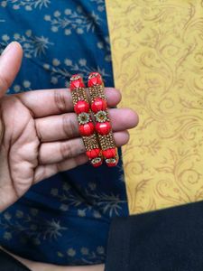 Carrot and Golden colour Indian Bangles