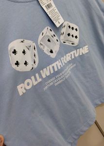 RIO Light Blue Graphic Boxy Crop T-Shirt