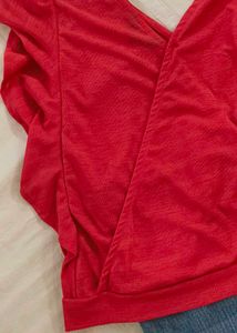 Ruffled Red V-Neck Top