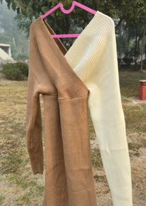 Savana Two-Tone Ribbed Knit Wrap dress for Women