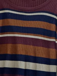 Cozy Striped Long Sleeve Knit Dress