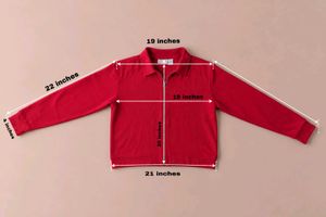 RED COLLARED ZIP-UP JACKET