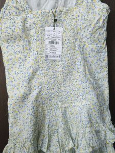 Yellow Floral Tiered Cotton Dress.