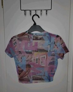 Funky Graphic Print Crop Top