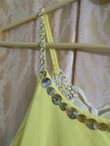 beaded Yellow Cami Top with Butterfly Detail