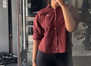 Burgundy Long Sleeve Button-Down Shirt