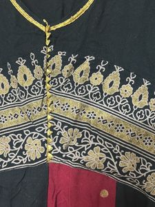 Elegant Black &amp; Maroon Ethnic Gown