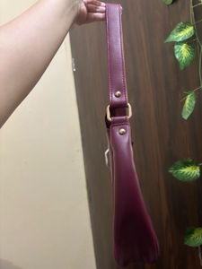 Maroon Crescent Hobo Bag