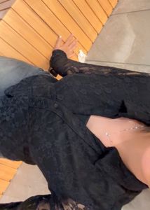 Sheer Black Lace Button-Up Top